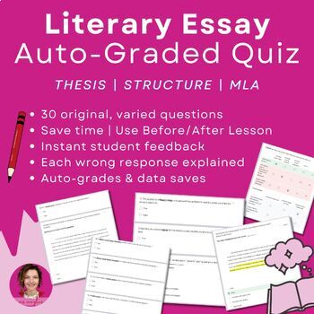 Preview of The Literary Essay Quiz | A Google Form Auto-Graded Test for Thematic Essays /30