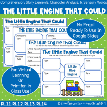 Preview of The Little Engine That Could Comp., Retell, 5 Senses, & Describing Characters