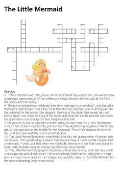 The Little Mermaid Crossword by Steven #39 s Social Studies TPT