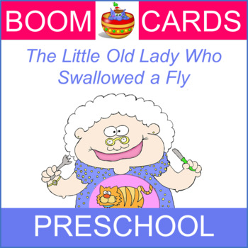 Preview of The Little Old Lady Who Swallowed a Fly (Boom Cards)