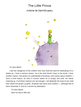 Preview of The Little Prince - study guide and text