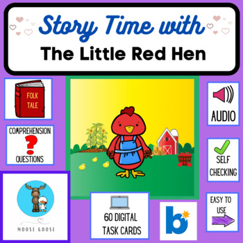 Preview of The Little Red Hen - A Boom™ Cards Folktale Adventure
