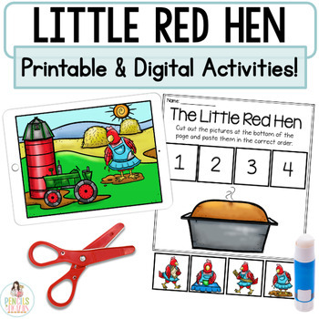 Preview of The Little Red Hen Google™ Slides | Digital & Printable Fairy Tale Activities