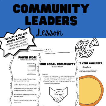 Preview of The Little Red Hen Makes a Pizza: Community Leaders Bundle