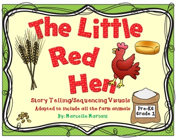 Preview of The Little Red Hen-On the FarM-Story Telling -Sequencing Visuals-FREEBIE