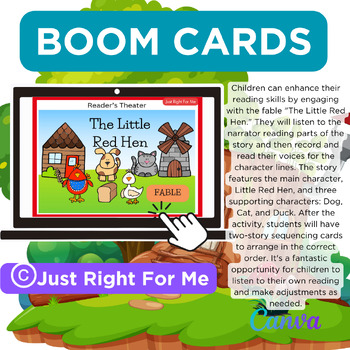 Preview of The Little Red Hen Reader's Theater Dog, Cat, Duck Boom Cards