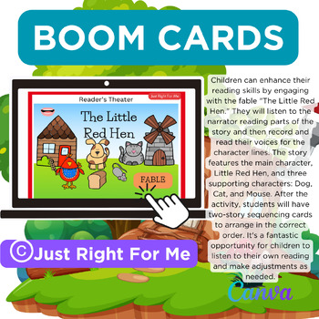 Preview of The Little Red Hen Reader's Theater Dog, Cat, Mouse Boom Cards