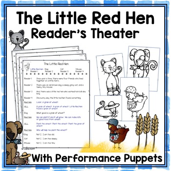 Preview of THE LITTLE RED HEN  Reader's Theater Scripts, Puppets & Reader Headbands