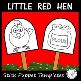 The Little Red Hen - Stick puppet templates (black and white)