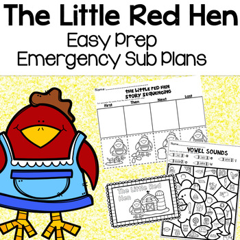 Preview of Kindergarten Sub Binder for The Little Red Hen Sub Plans