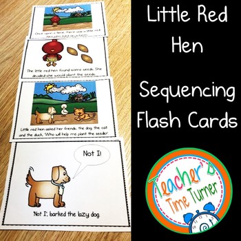 Preview of The Little Red Hen story sequencing flashcards