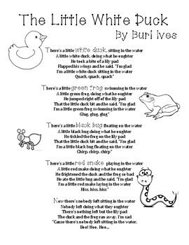 Preview of The Little White Duck by Burl Ives (Interactive)