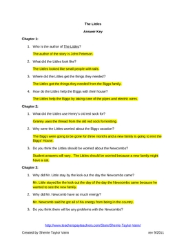 Preview of The Littles by John Peterson Comprehension Questions