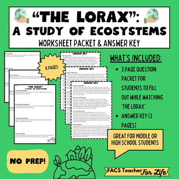 Preview of The Lorax:A Study of Ecosystems-Science, Ecology, Earth Day, NO PREP