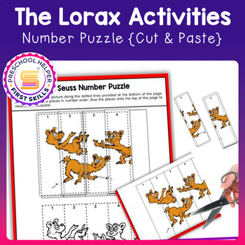 Preview of The Lorax Earth Day Activities: Dr. Seuss Number Puzzle Cut and Paste for PreK