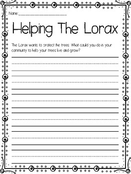 prompt lorax writing inspired craft