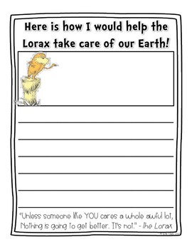 Preview of The Lorax Writing {FREE}