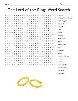 Preview of The Lord of the Rings Word Search