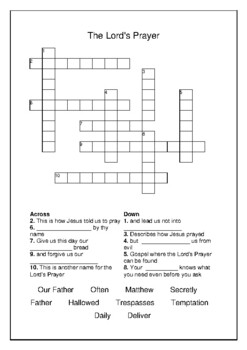 The Lord s Prayer Crossword Puzzle and Word Search Bell Ringer