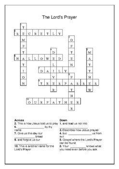 The Lord #39 s Prayer Crossword Puzzle and Word Search Bell Ringer
