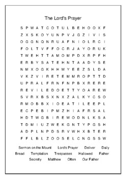 The Lord #39 s Prayer Crossword Puzzle and Word Search Bell Ringer
