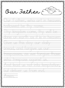 Preview of Our Father Prayer Handwriting Practice - Tracing
