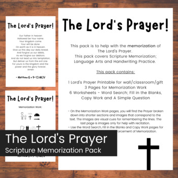 Preview of The Lord's Prayer - Scripture Memorization and Language Arts Pack