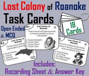 Preview of The Lost Colony of Roanoke Task Cards Activity