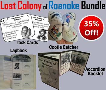 Preview of The Lost Colony of Roanoke Task Cards and Activities Bundle