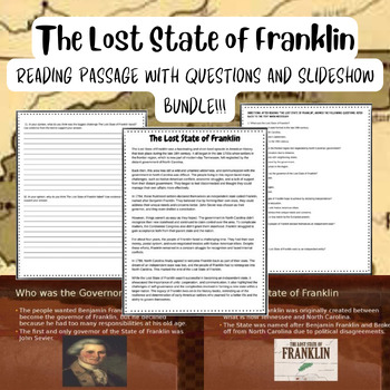 Preview of The Lost State of Franklin Slideshow and Reading Passage with Questions BUNDLE