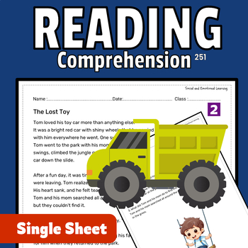 Preview of The Lost Toy Social and Emotional Learning Grade 4 Reading Comprehension Passage