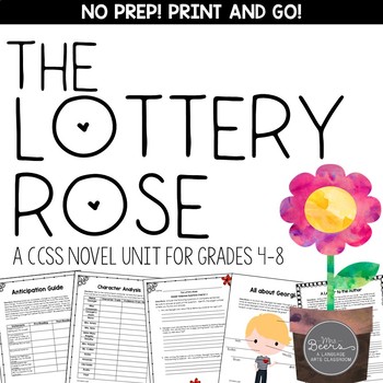 Preview of The Lottery Rose Novel Unit Common Core Aligned for Middle School