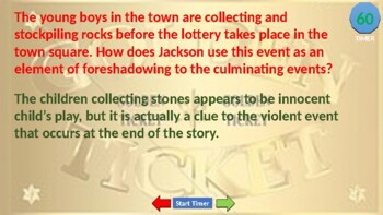Preview of The Lottery - Short Story Game that is played on Zoom with Students