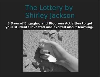 Preview of The Lottery by Shirley Jackson - 3 Day Unit Group Activities