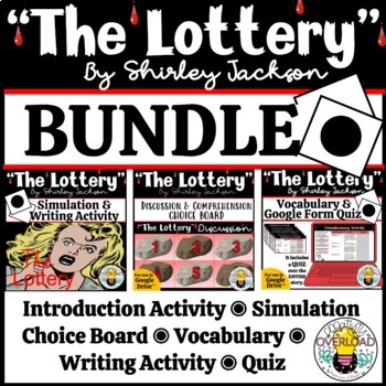 Preview of The Lottery by Shirley Jackson BUNDLE | Writing, Vocabulary, Simulation, & Quiz