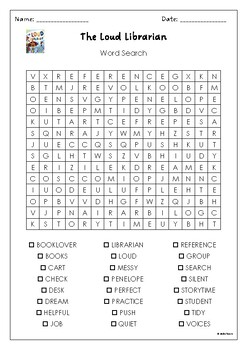 The Loud Librarian Word Search Puzzle Activity by Jenna Beatrice