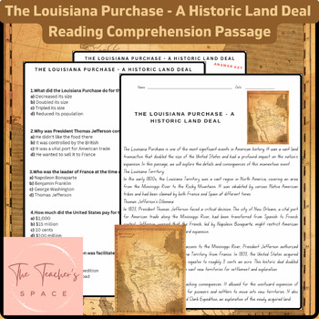 Preview of The Louisiana Purchase - A Historic Land Deal Reading Comprehension Passage