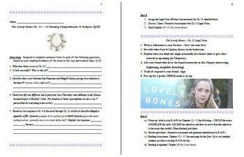 Preview of The Lovely Bones Unit: Engaging ELA Common Core Activities/Assessments