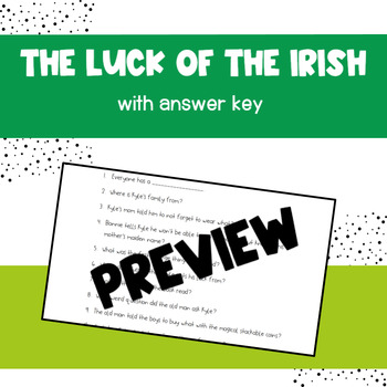 Preview of The Luck of The Irish Movie Comprehension Quiz