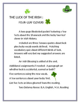 Preview of The Luck of the Irish: Four-Leaf Clovers