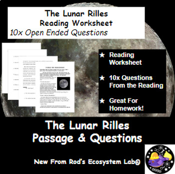 Preview of The Lunar Rilles Reading Worksheet FREE **Editable**