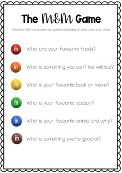 M&M Game Printable: Get To Know You Games Icebreaker