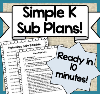 Preview of The MOST SIMPLE Kindergarten Sub Plans EVER!