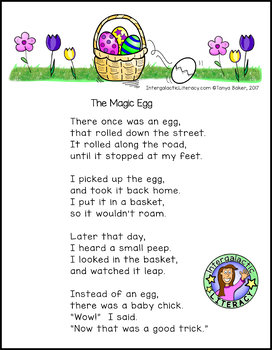 The Magic Egg Easter Poem - Freebie by Intergalactic Literacy | TPT