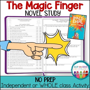 Preview of The Magic Finger Novel Study | Roald Dahl Novel Unit