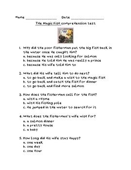The Magic Fish comprehension test by Sarah Bruce