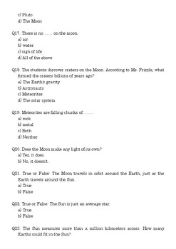 The Magic School Bus Lost in the Solar System; Multiple-Choice Quiz