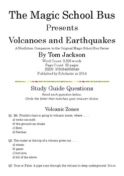 Preview of The Magic School Bus Presents Volcanoes and Earthquakes; Study Guide