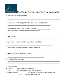 Preview of The Magic School Bus Takes a Moonwalk - questions