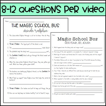 The Magic School Bus Worksheet GROWING Bundle 46 Episode Worksheets